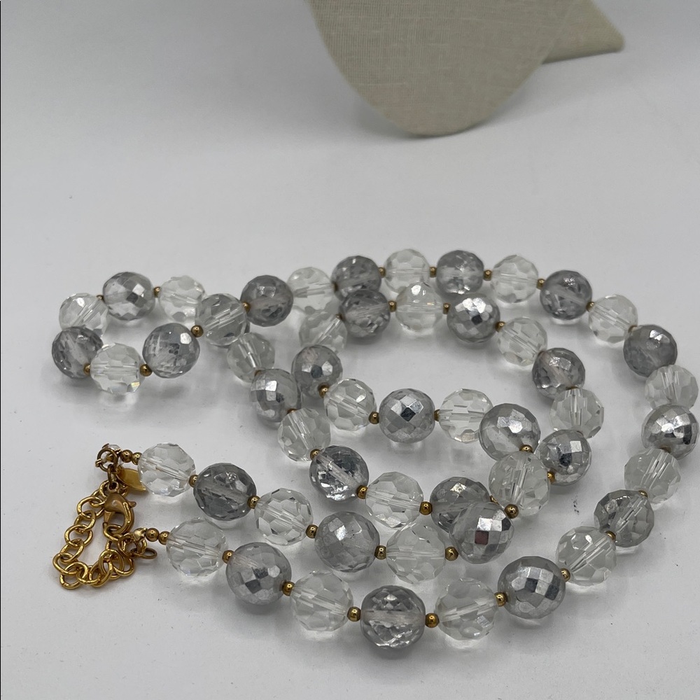 4.15.26-10 Joan Rivers Clear & Smokey Gray Faceted Bead Necklace (17”+3.5” ext)